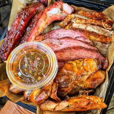 Ribs, tritip, crispy belly, chicken
